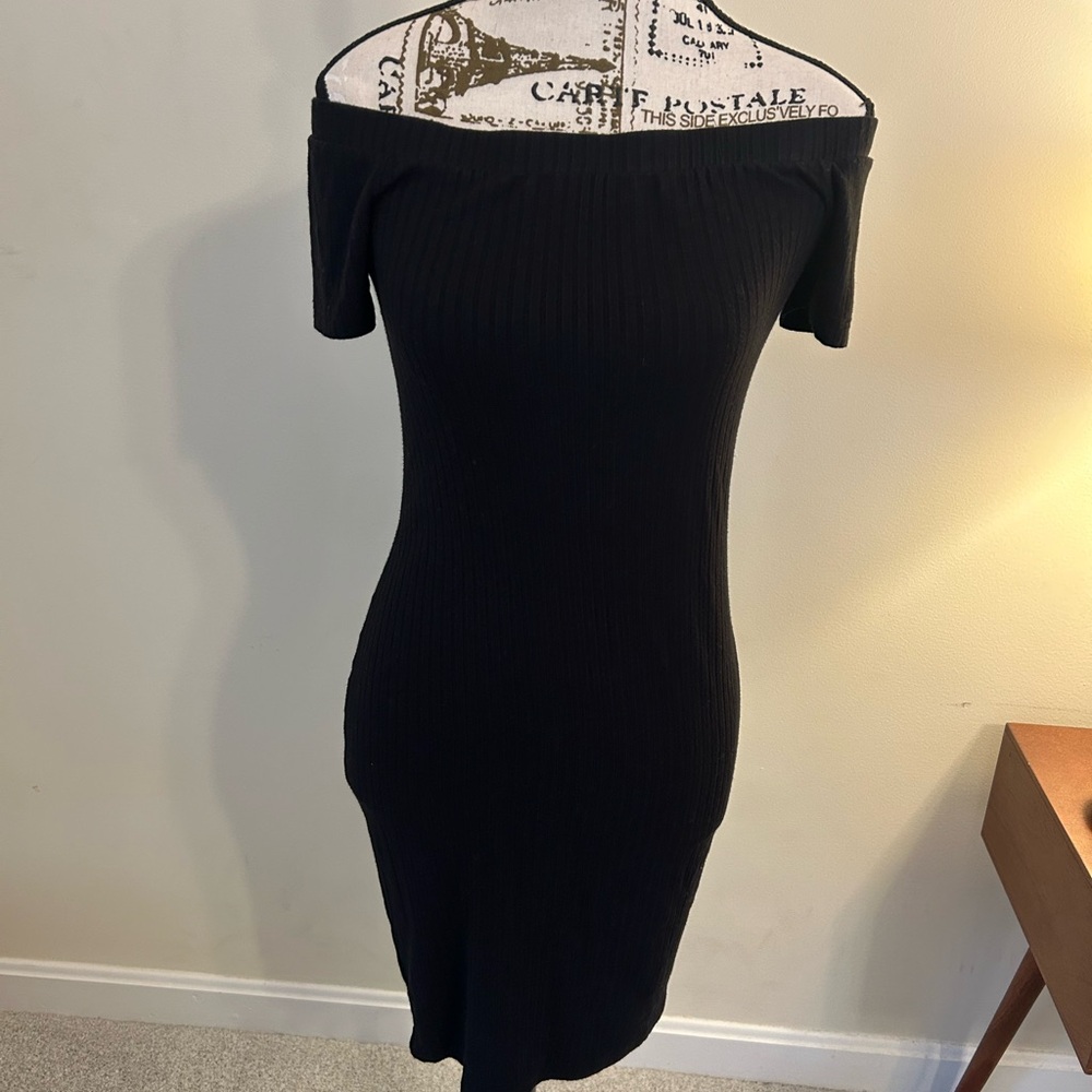 Ambiance Black Off-Shoulder Mini Dress